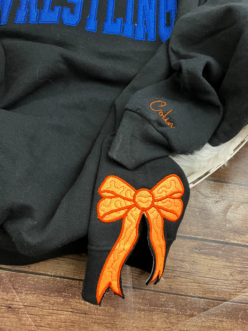 Add on side bows made from baby clothes for a keepsake sweatshirt - additional view