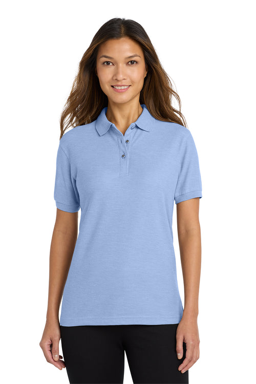 Eastek embroidered womens soft touch polo shirt - detail view