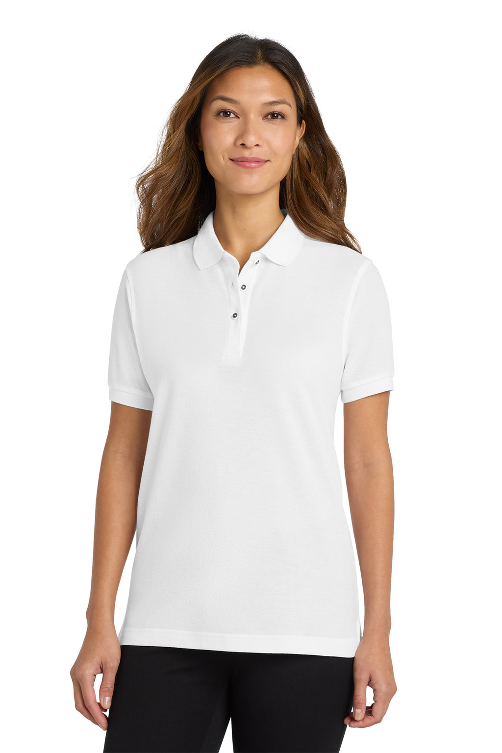 Eastek embroidered womens soft touch polo shirt - close up of embroidery