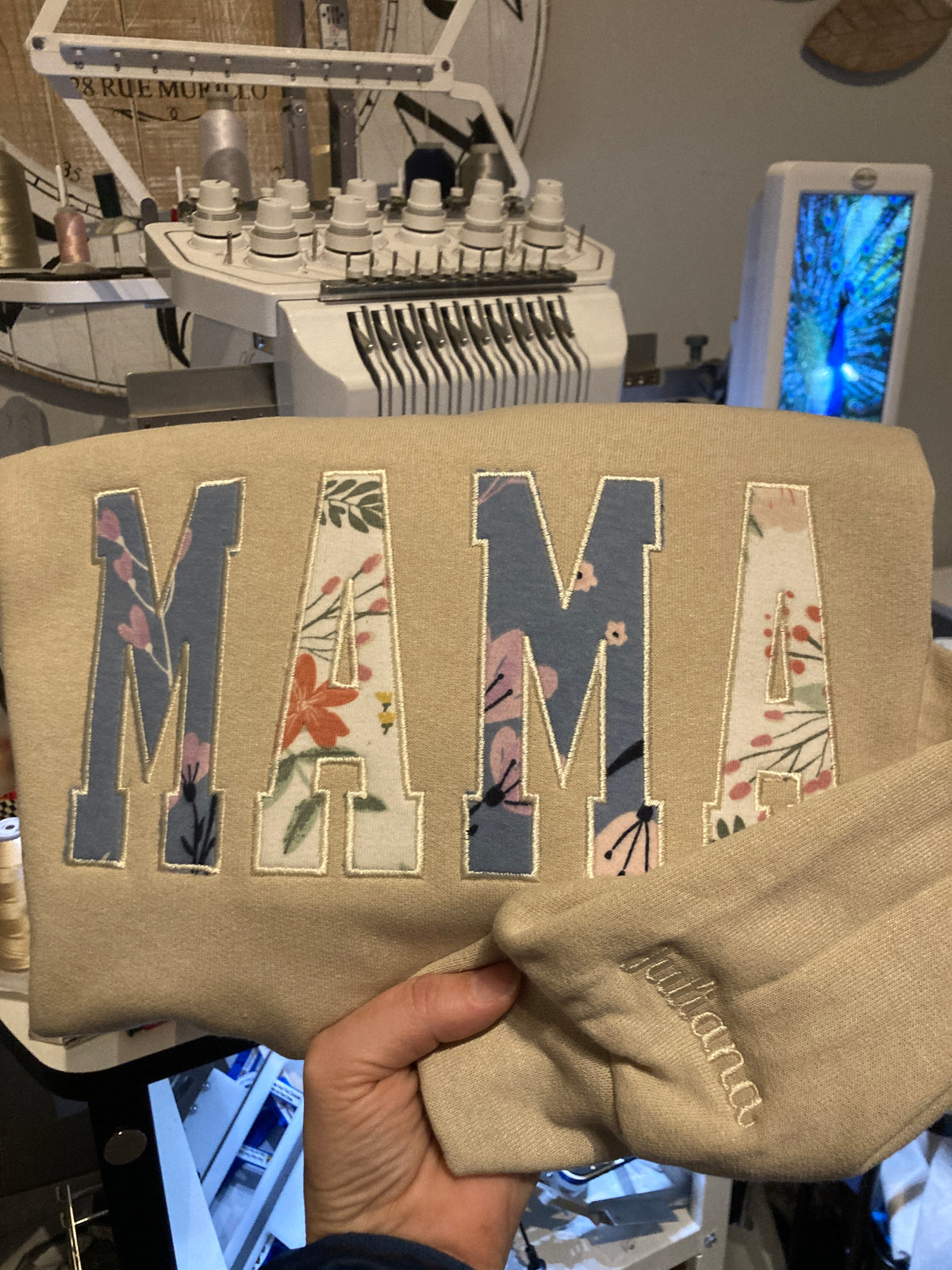 Applique keepsake sweatshirt made from baby onesies for grandma - additional view