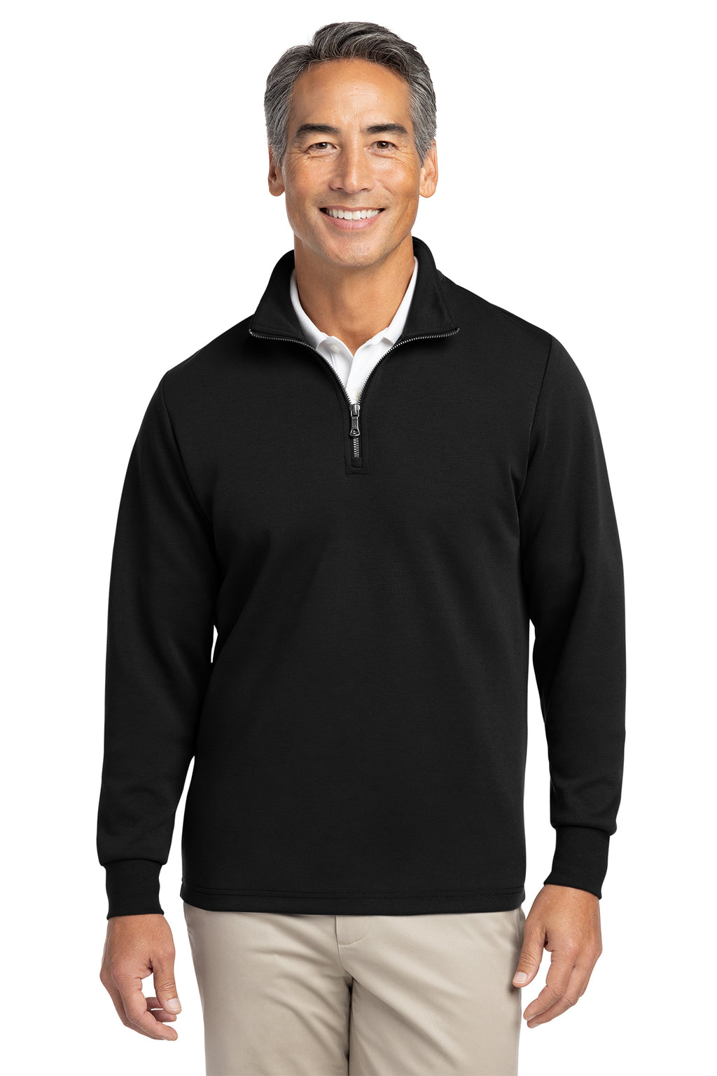 Custom embroidered double knit quarter zip pullover