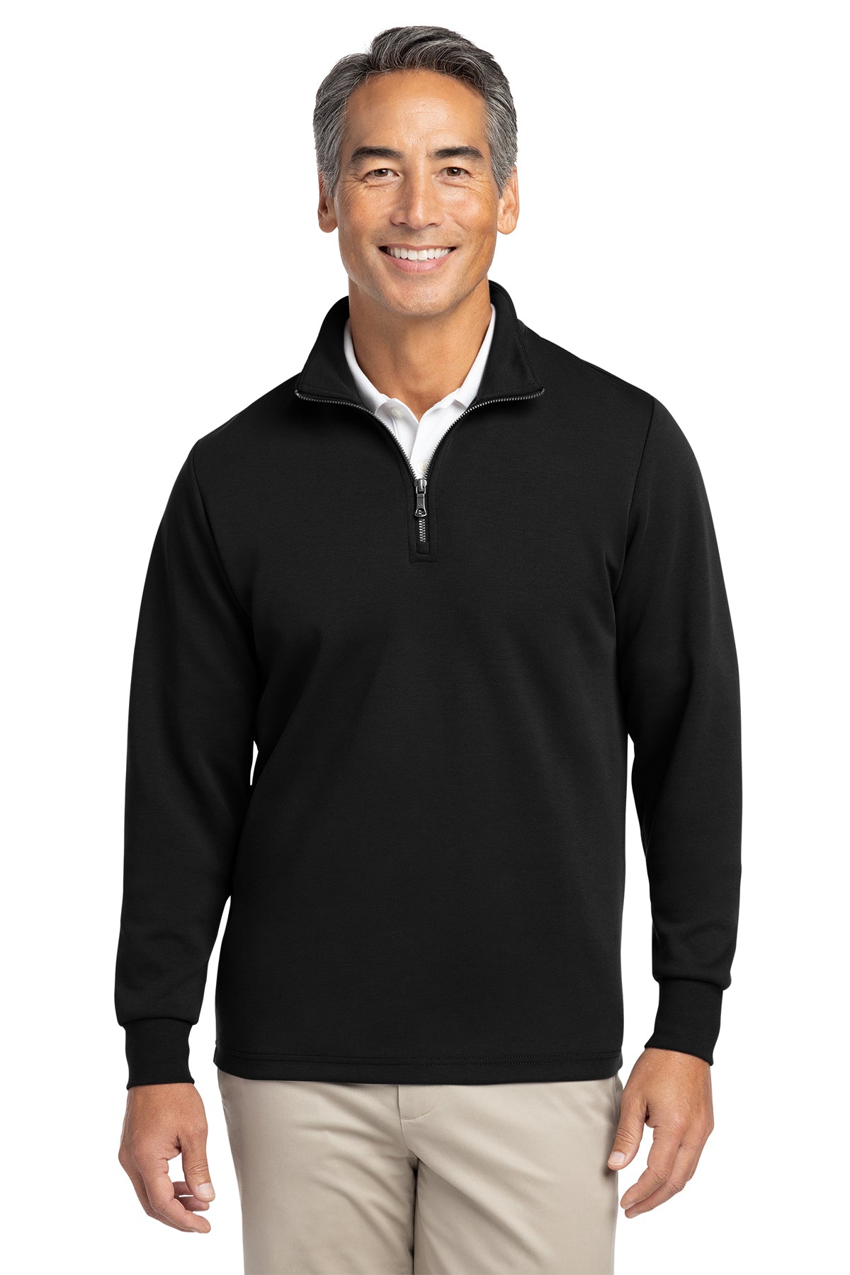 Custom embroidered double knit quarter zip pullover