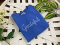 Grateful embroidered Christian sweatshirt with faith lettering