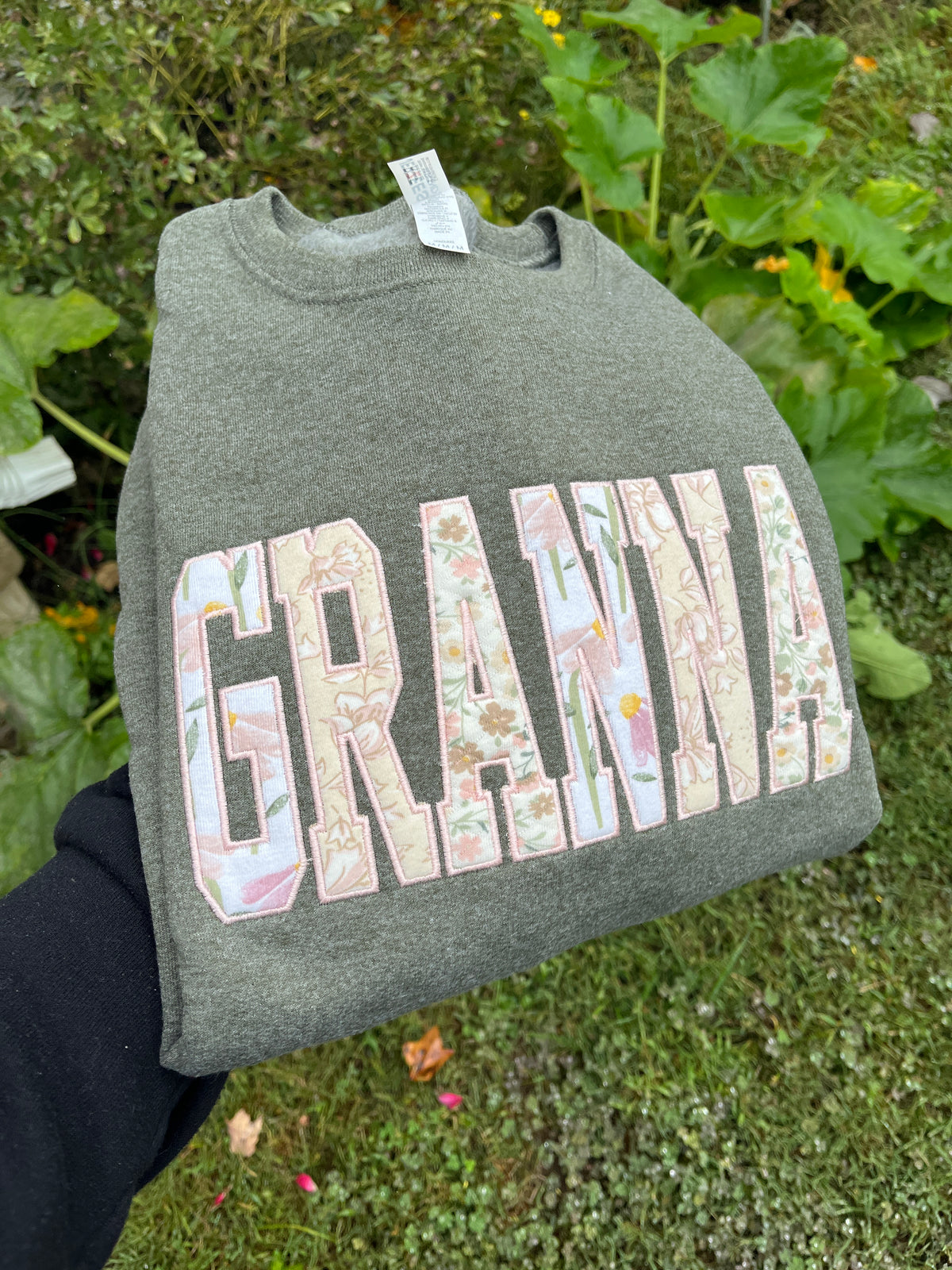 Applique keepsake sweatshirt made from baby onesies for grandma - fourth view