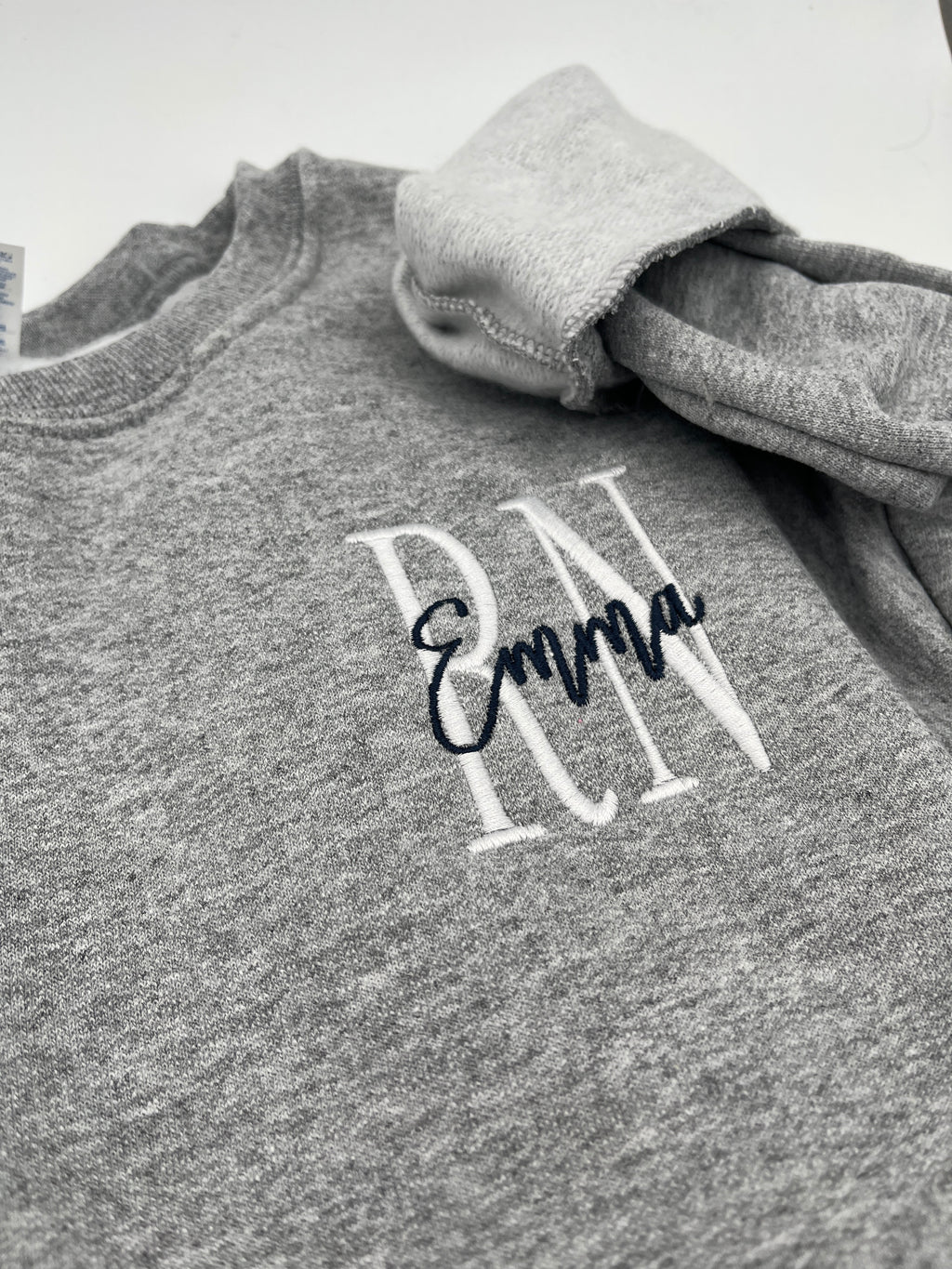 Custom nurse sweatshirt with left chest embroidered name and credentials - detail view 3