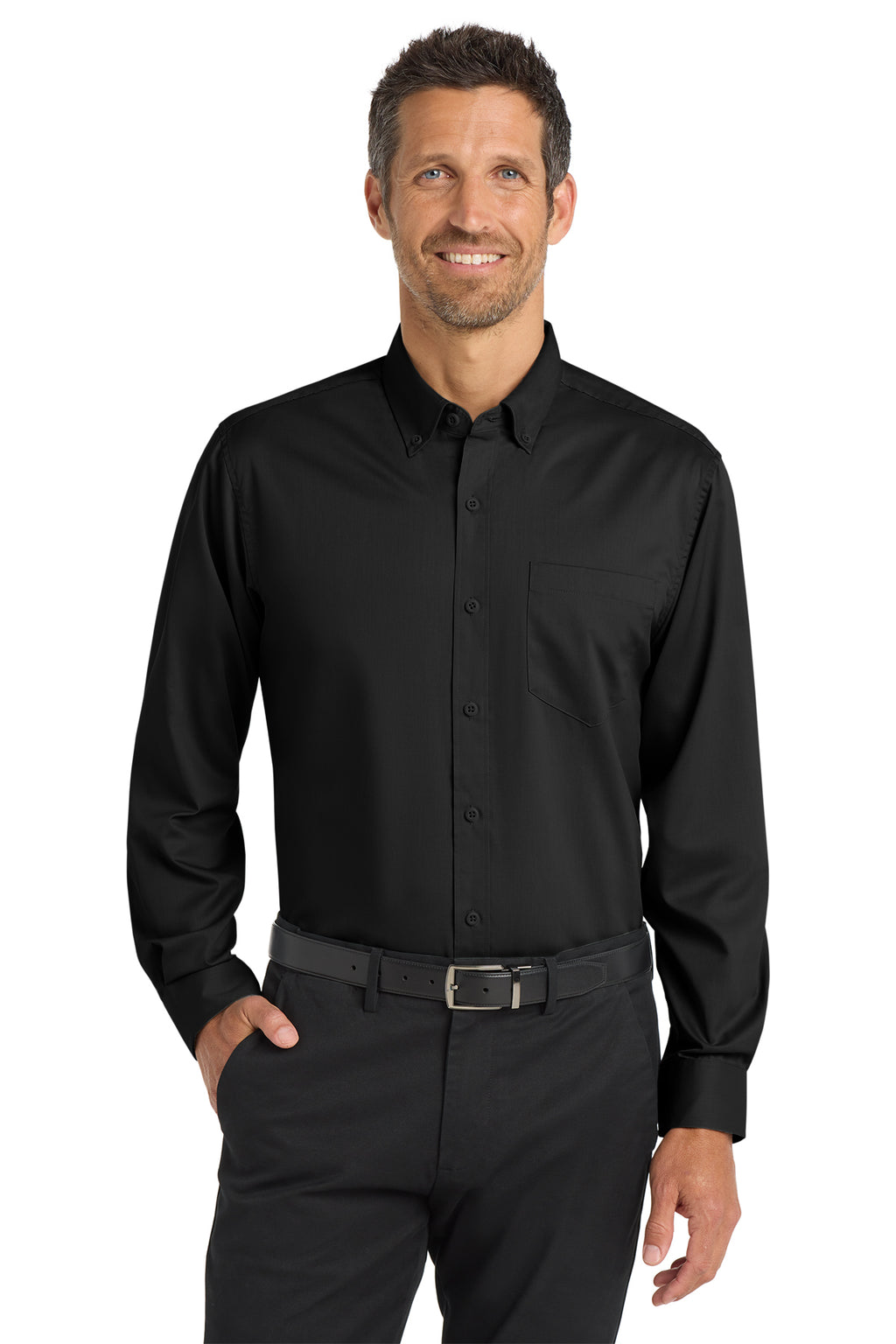 Custom embroidered twill button down work shirt