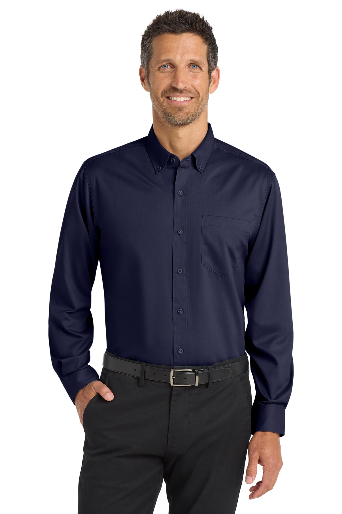 Custom embroidered twill button down work shirt - detail view 2