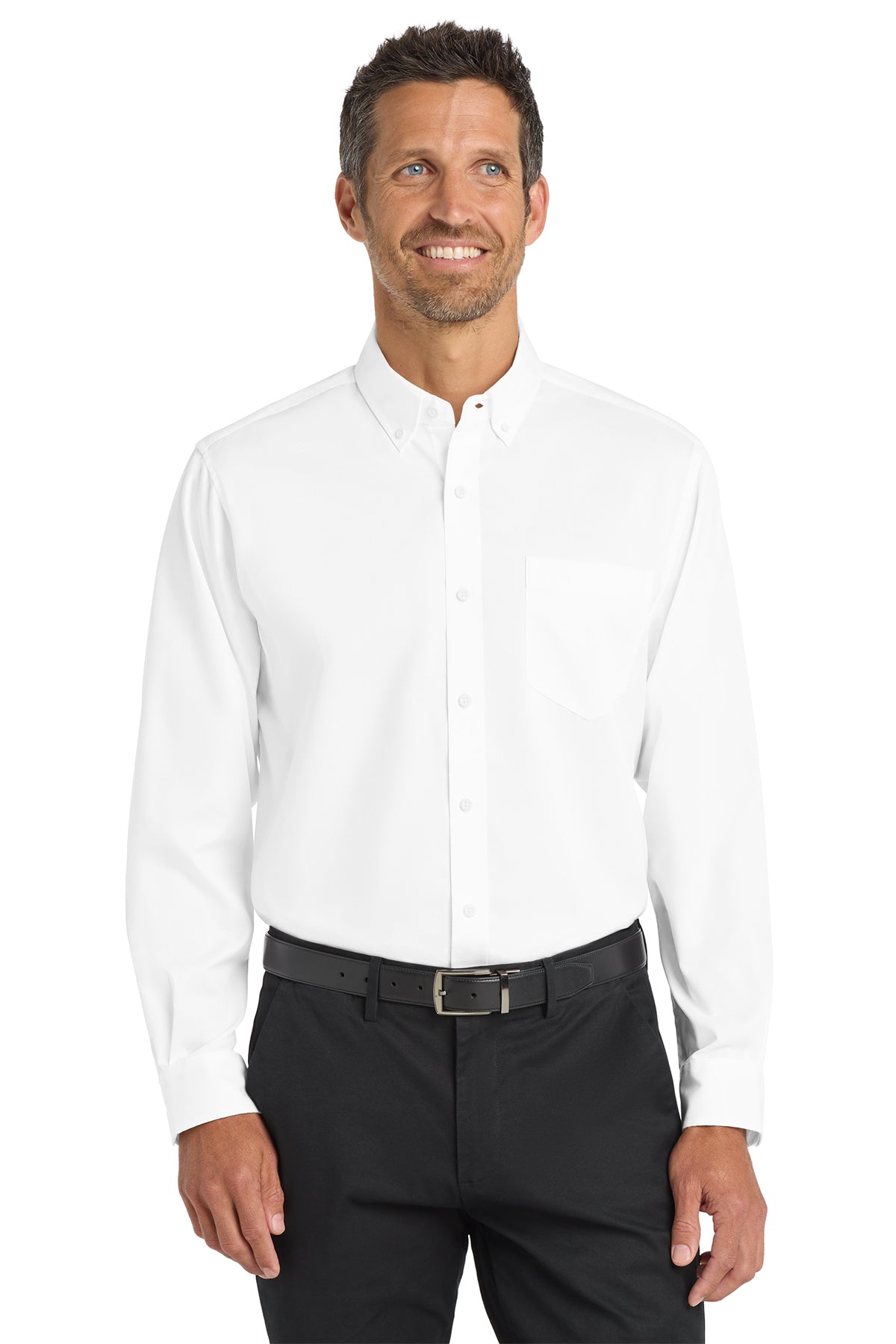 Custom embroidered twill button down work shirt - detail view 3