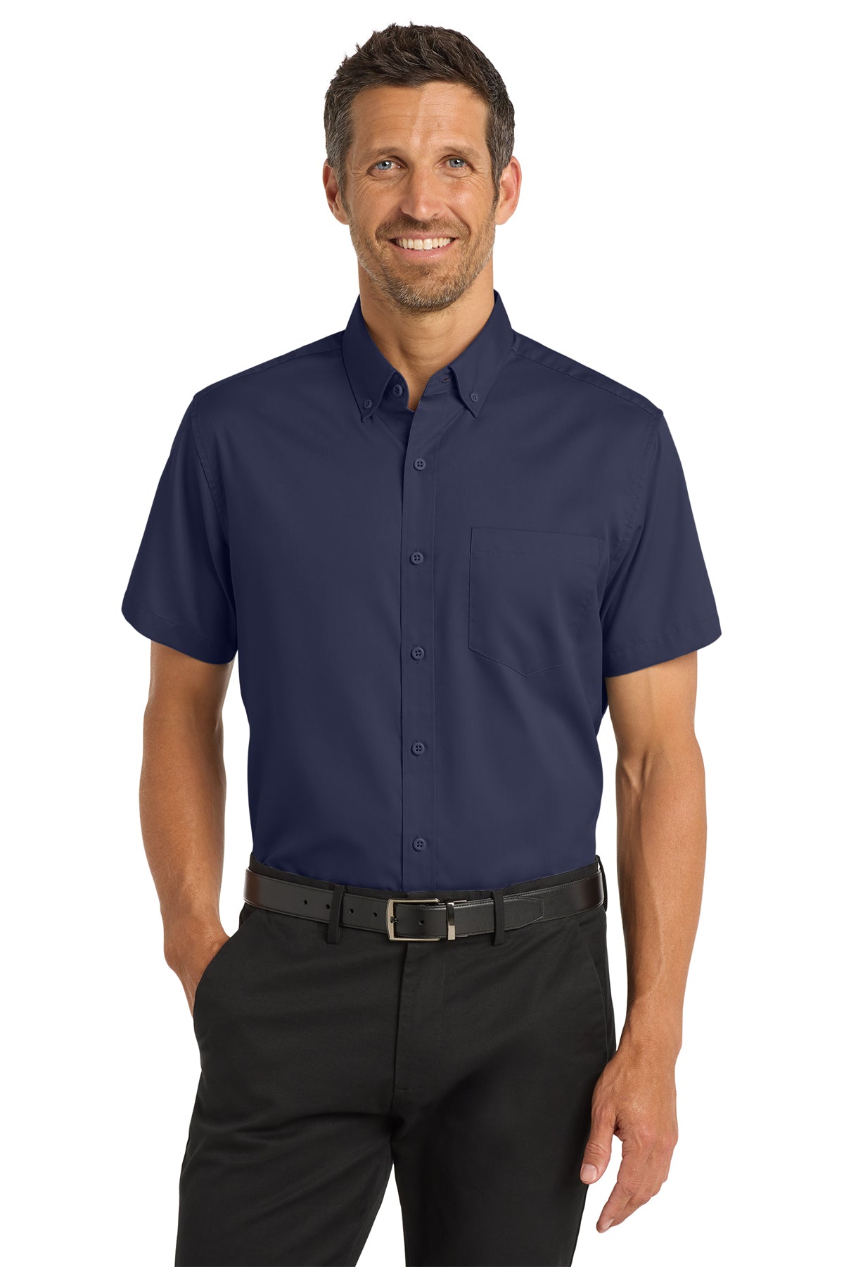 Embroidered short sleeve twill work shirt - detail view 2