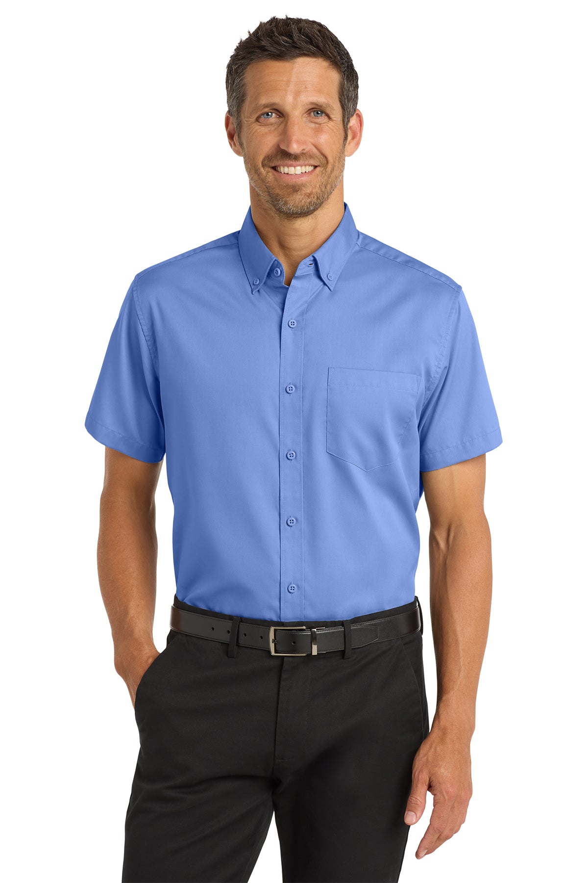 Embroidered short sleeve twill work shirt - detail view 3