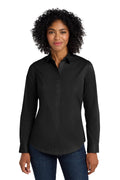 Eastek embroidered womens long sleeve twill shirt