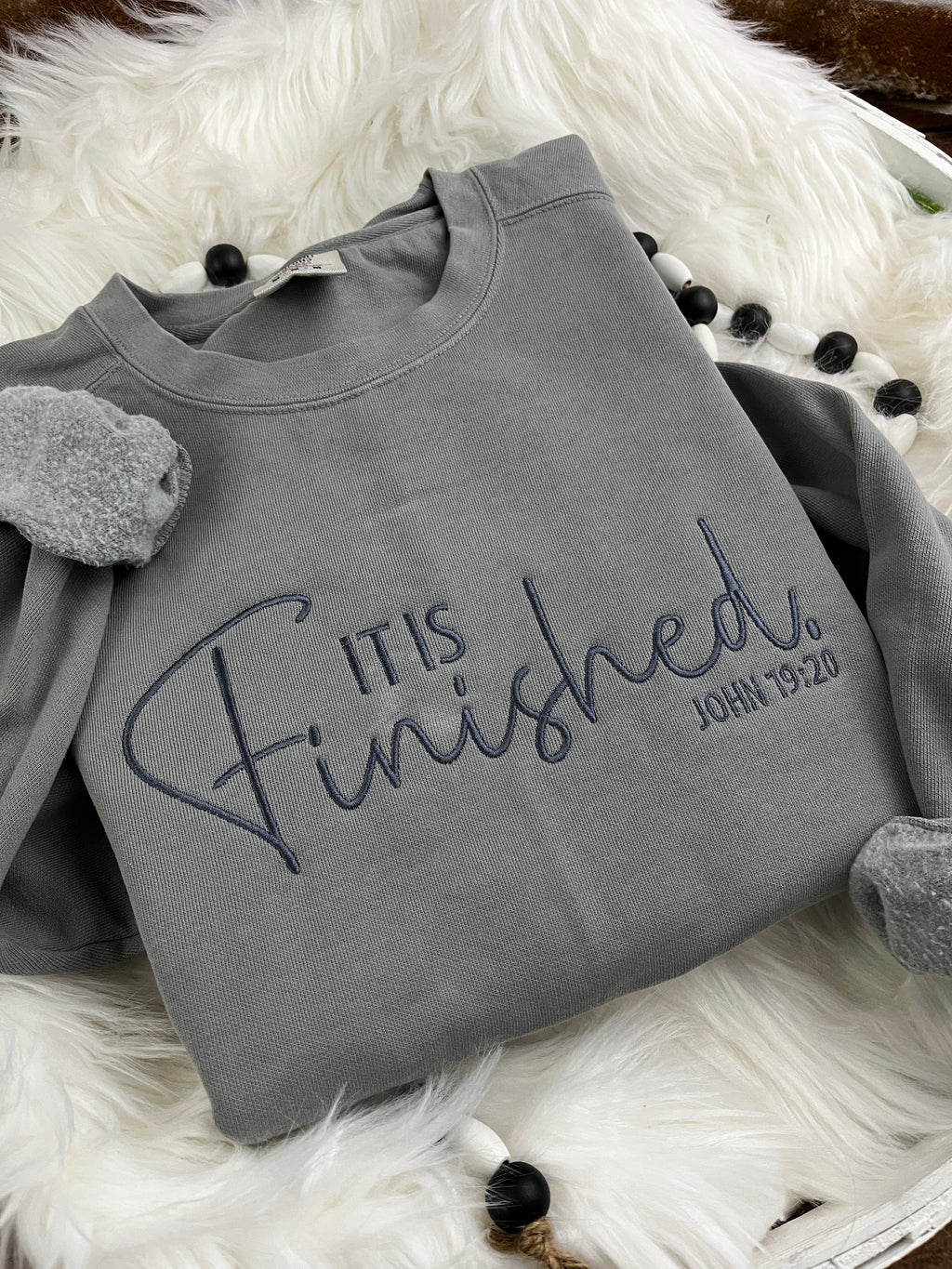 It is finished embroidered Easter scripture shirt - design close up