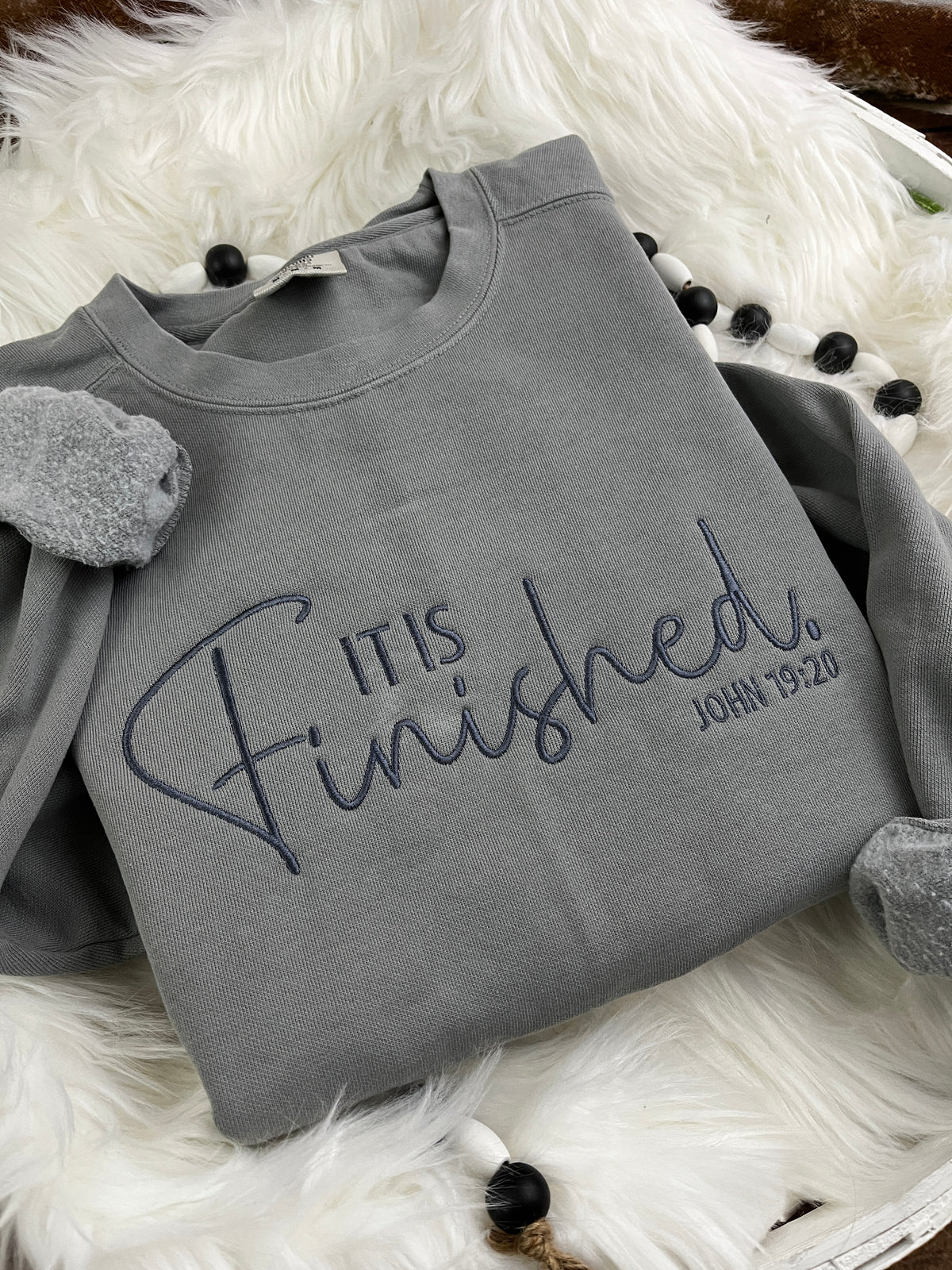 It is finished embroidered Easter scripture shirt - design close up