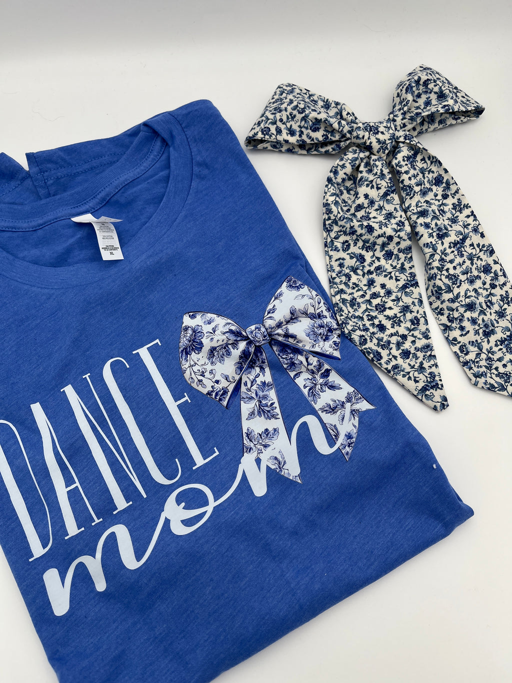 Dance mom shirt with toile bow design - detail view