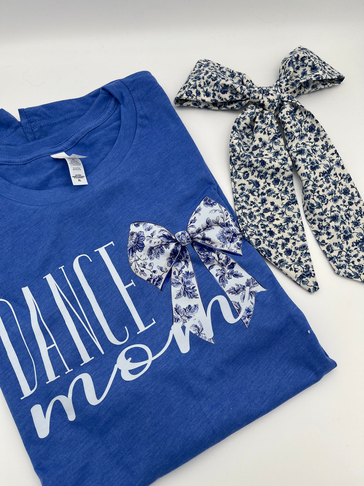 Dance mom shirt with toile bow design - detail view