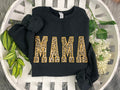 Mama cheetah print applique embroidered shirt