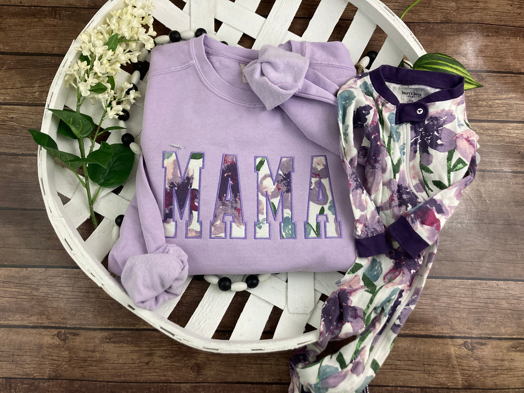Applique keepsake sweatshirt made from baby onesies for grandma - product photo