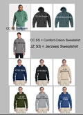 Hoodie upgrade add-on option for a crew neck sweatshirt order