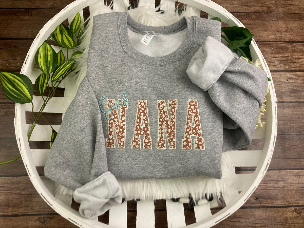 Applique keepsake sweatshirt made from baby onesies for grandma - alternate view
