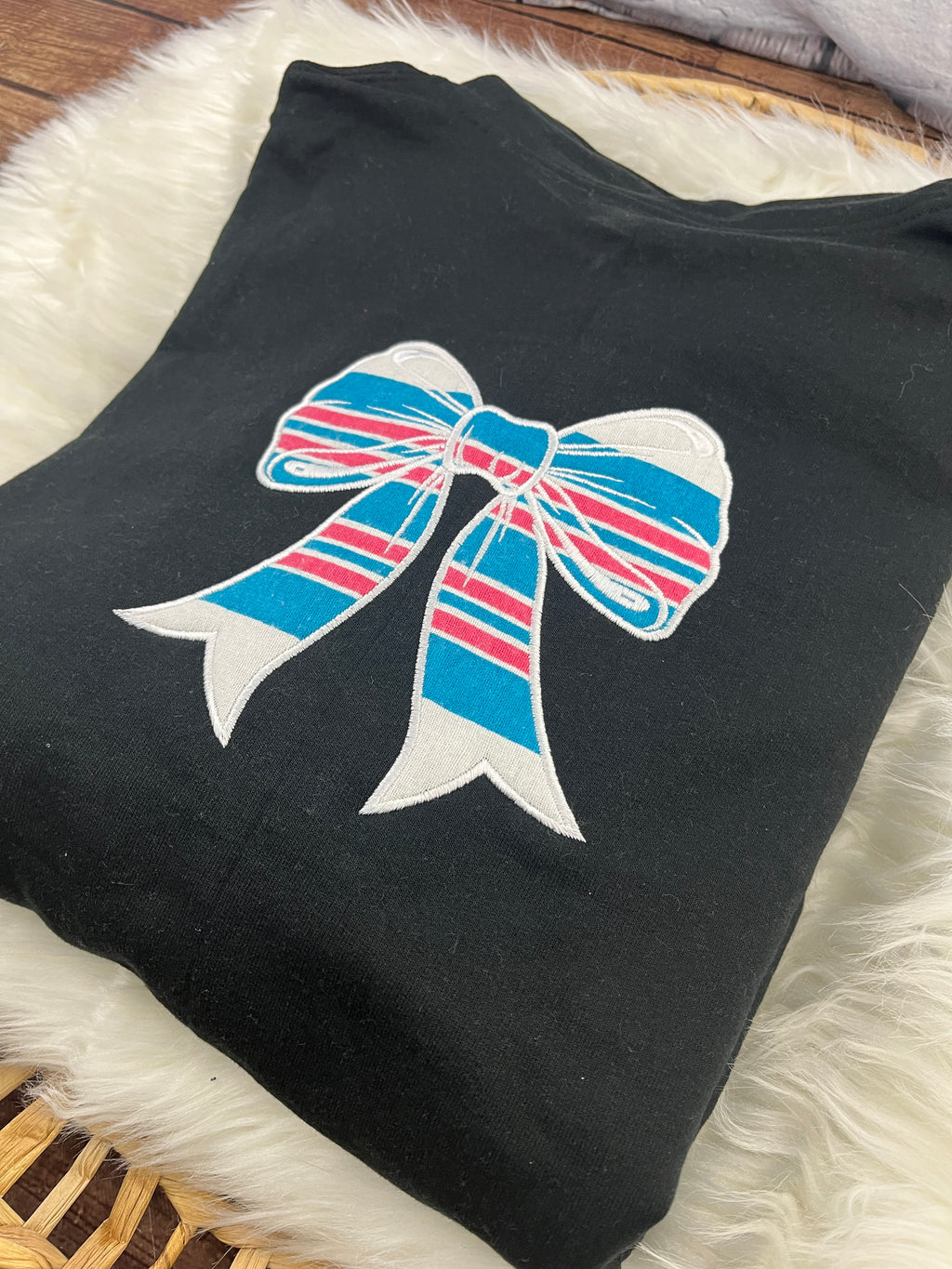 Nurse quarter zip sweatshirt with bow detail from a swaddle blanket - detail view 5