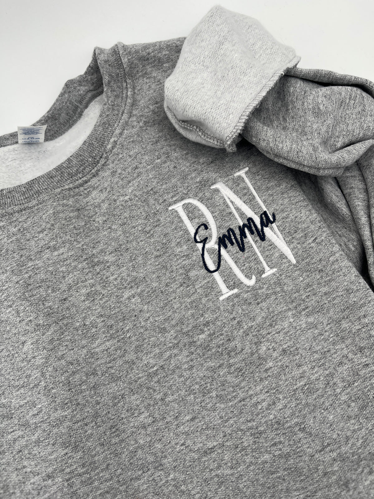 Custom nurse sweatshirt with left chest embroidered name and credentials - detail view 2