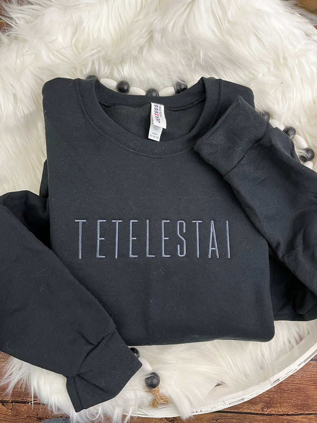 Tetelestai embroidered John 19 scripture shirt - design close up