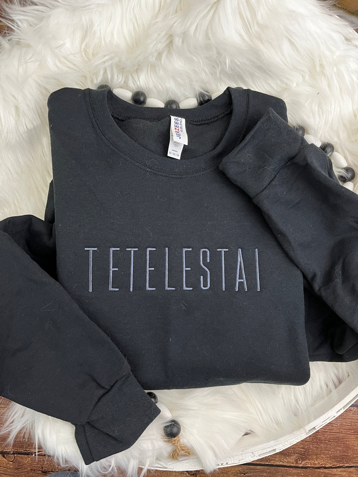Tetelestai embroidered John 19 scripture shirt - design close up