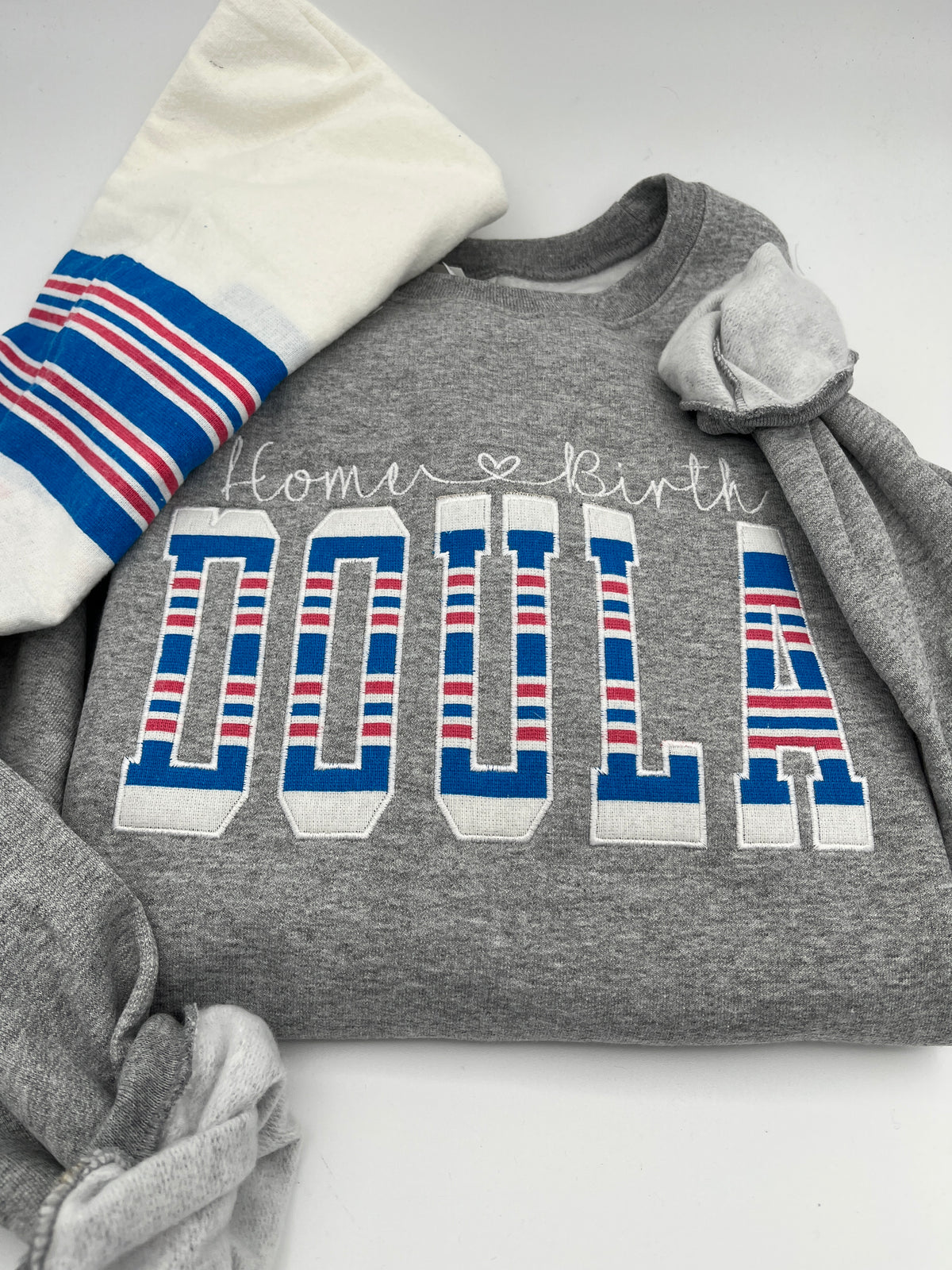 Doula embroidered sweatshirt with keepsake swaddle blanket detail - detail view 2