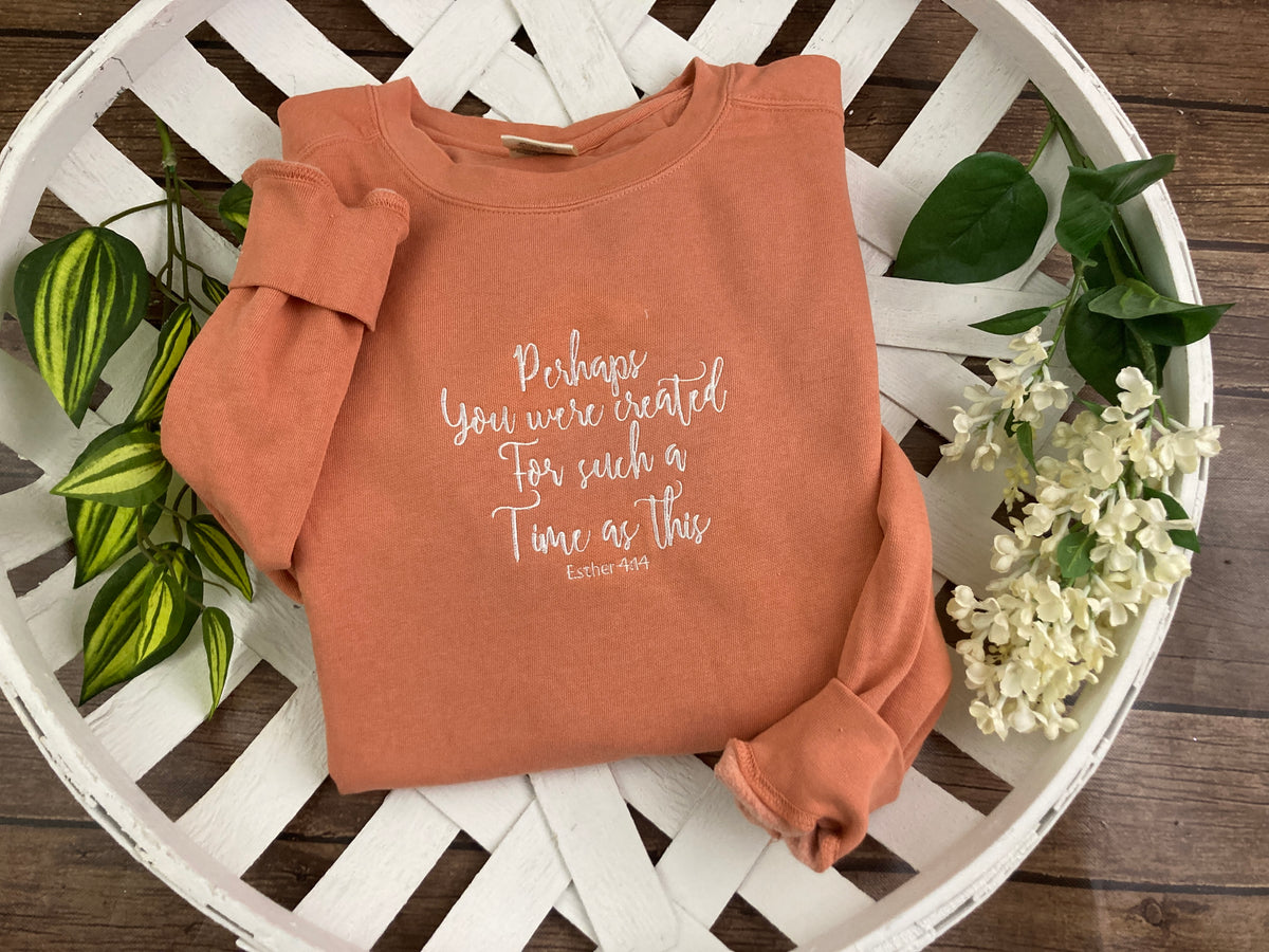 Embroidered Esther 4 14 scripture shirt for such a time as this