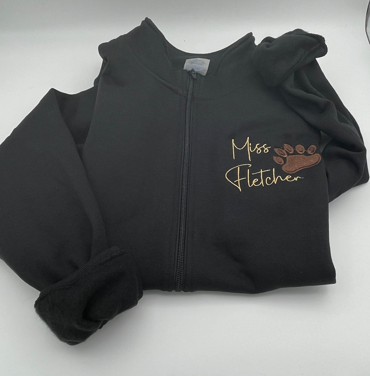 Personalized bear paw embroidered zip sweatshirt