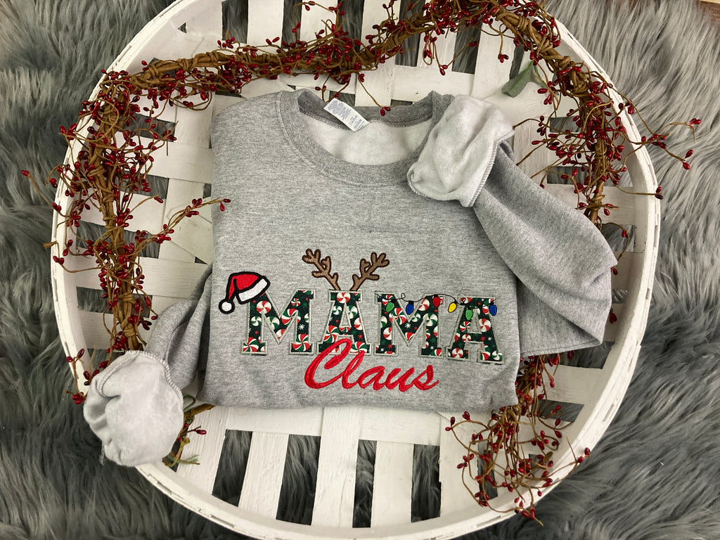 Mama Claus embroidered applique Christmas shirt - alternate view