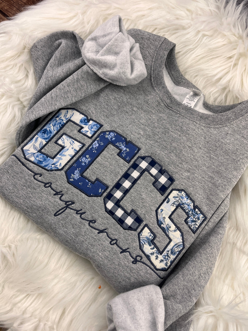 GCCS appliqué crewneck sweatshirt front view