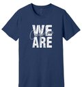 GCCS We Are Conquerors distressed t-shirt, white and silver on Heather Navy