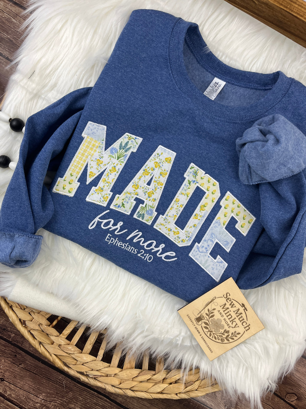 Made for More sweatshirt with floral applique lettering - detail view 5