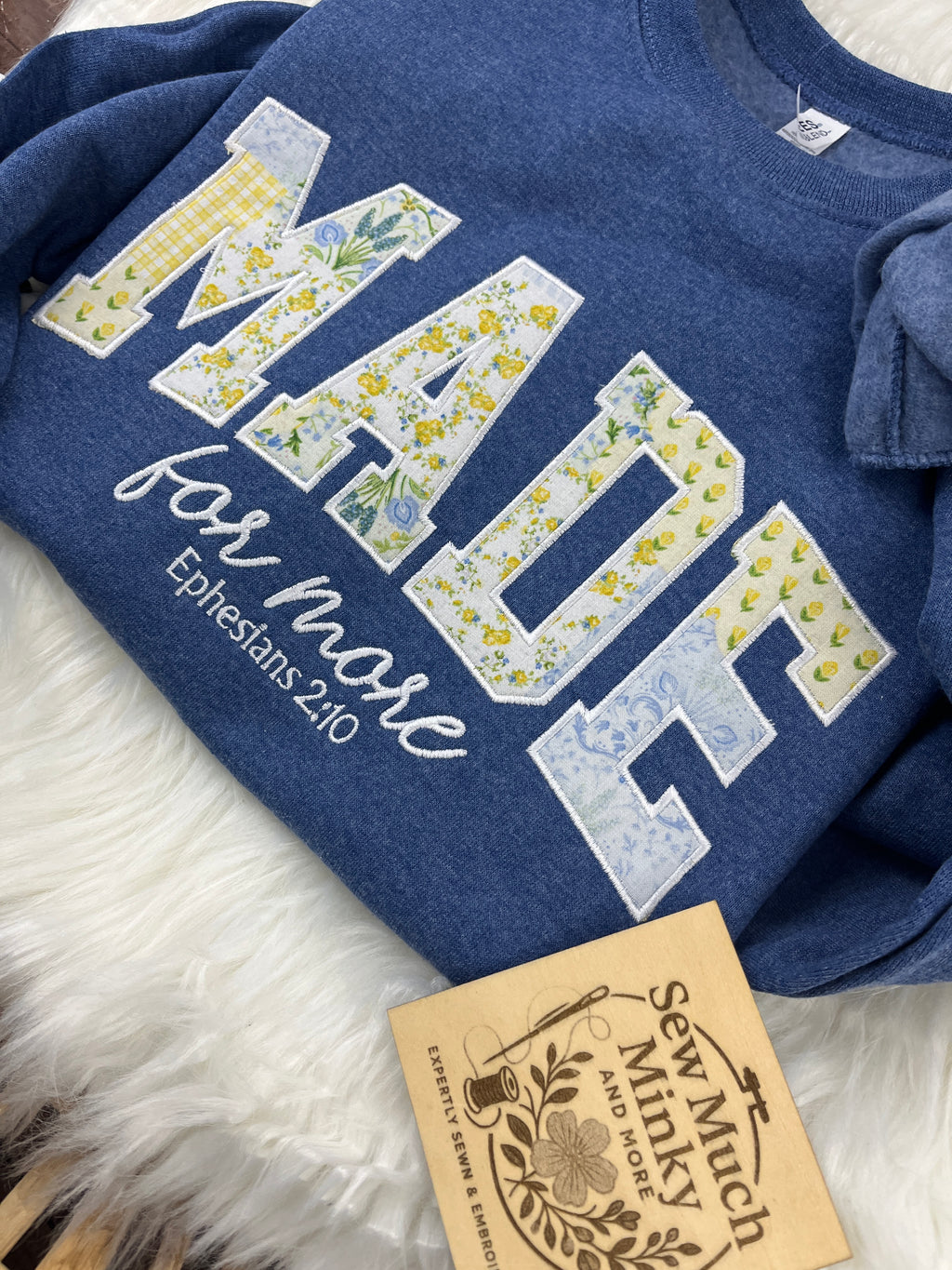 Made for More sweatshirt with floral applique lettering - detail view 3