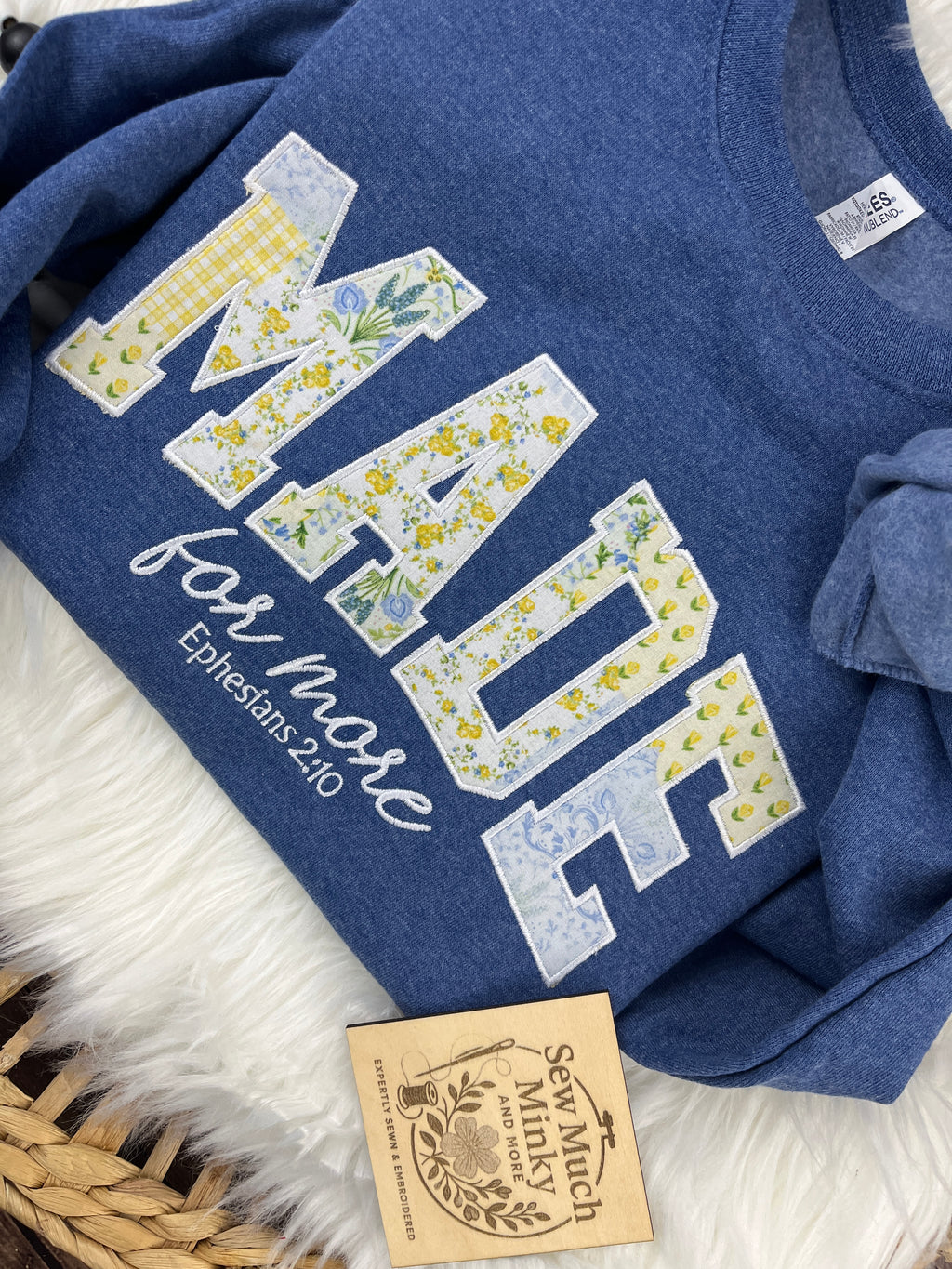 Made for More sweatshirt with floral applique lettering - detail view 2
