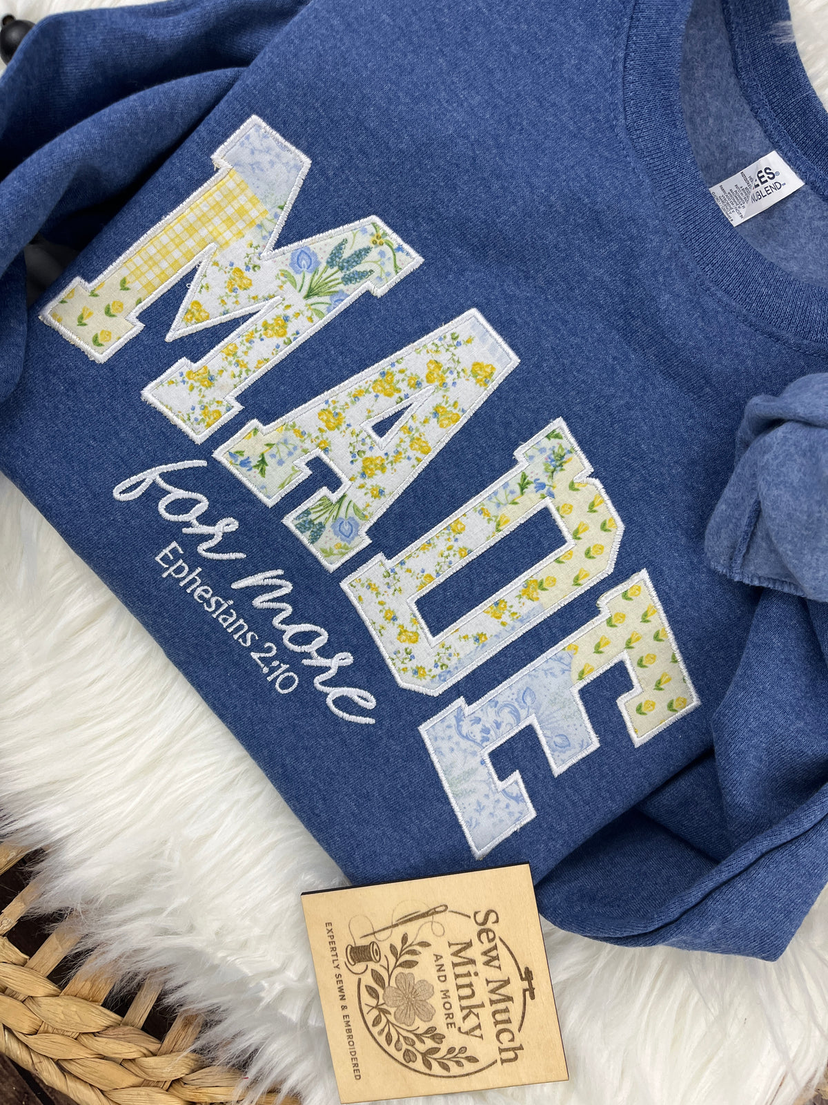 Made for More sweatshirt with floral applique lettering - detail view 2