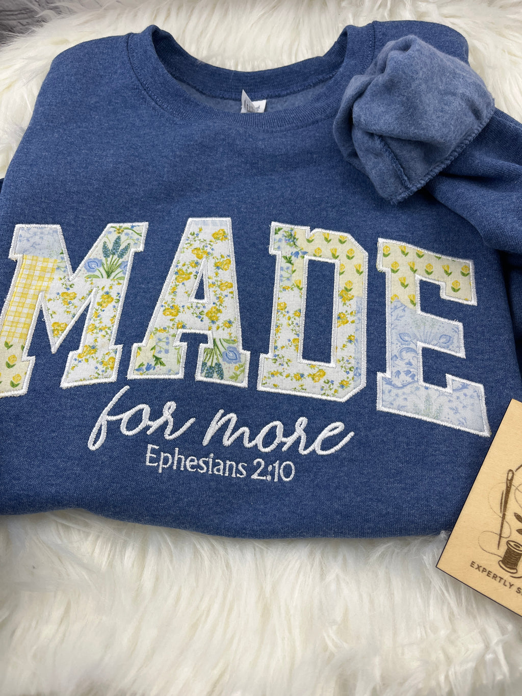 Made for More sweatshirt with floral applique lettering