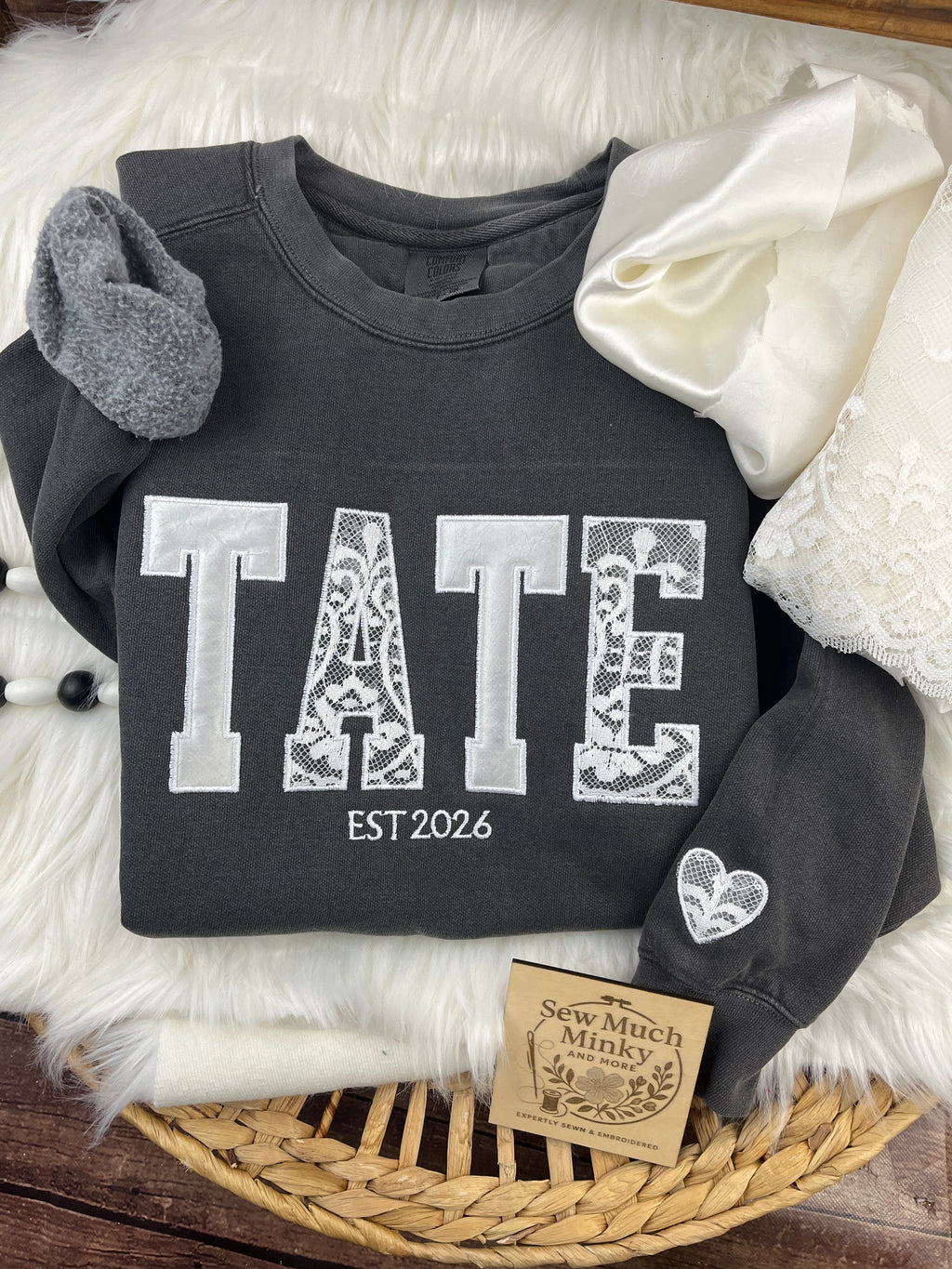 Custom bride memory keepsake shirt with wedding dress applique - fabric detail