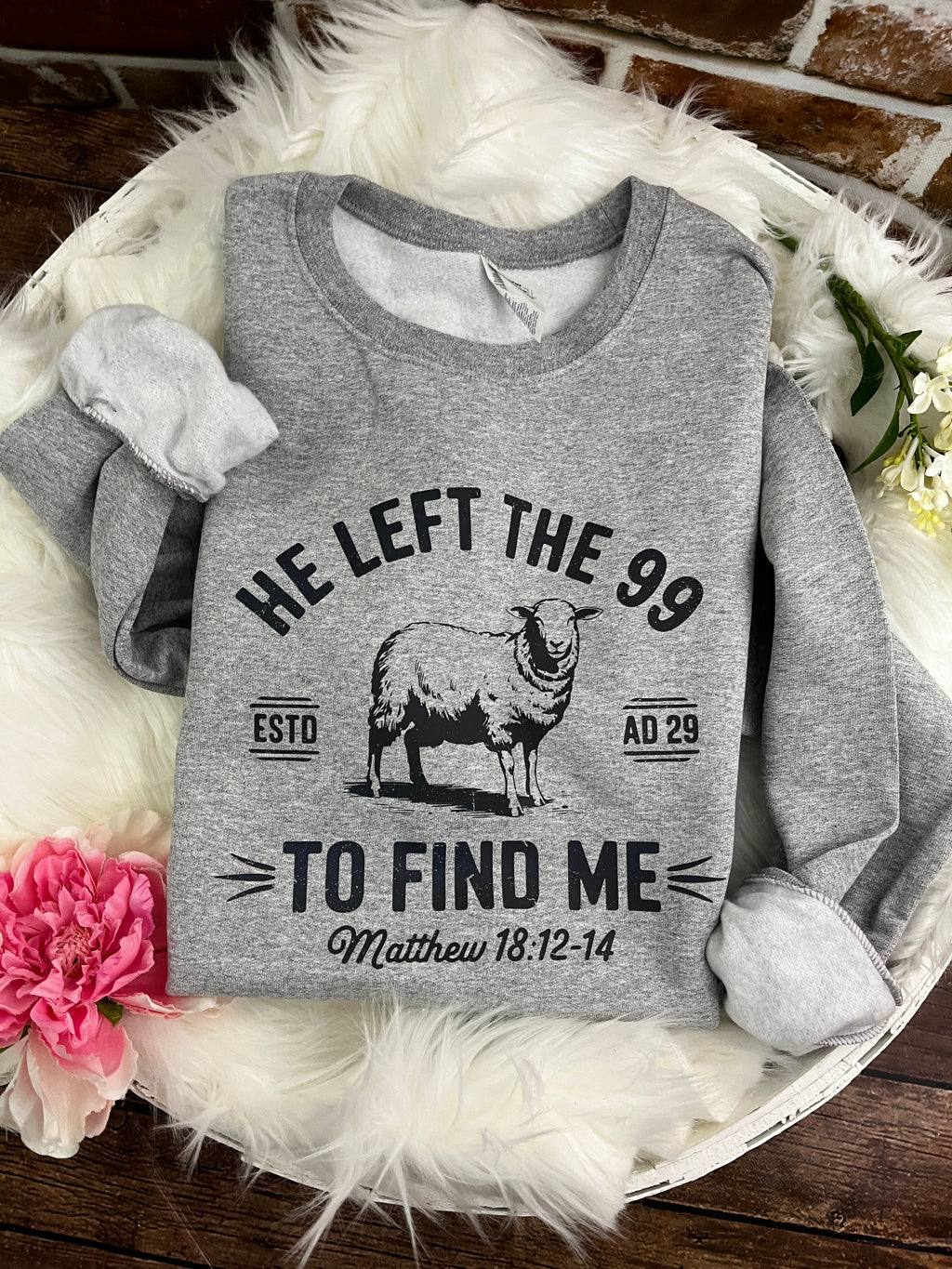 He left the 99 to find me Matthew 18 Christian shirt - detail view