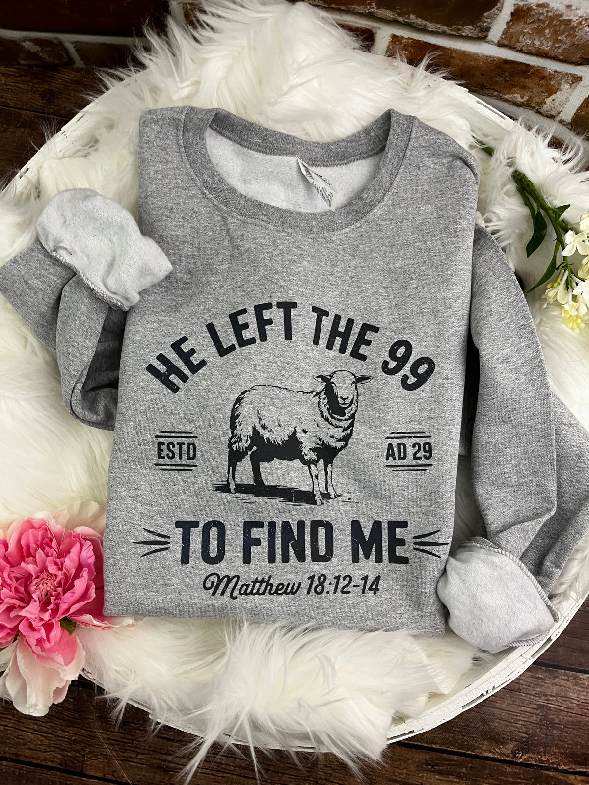 He left the 99 to find me Matthew 18 Christian shirt - detail view