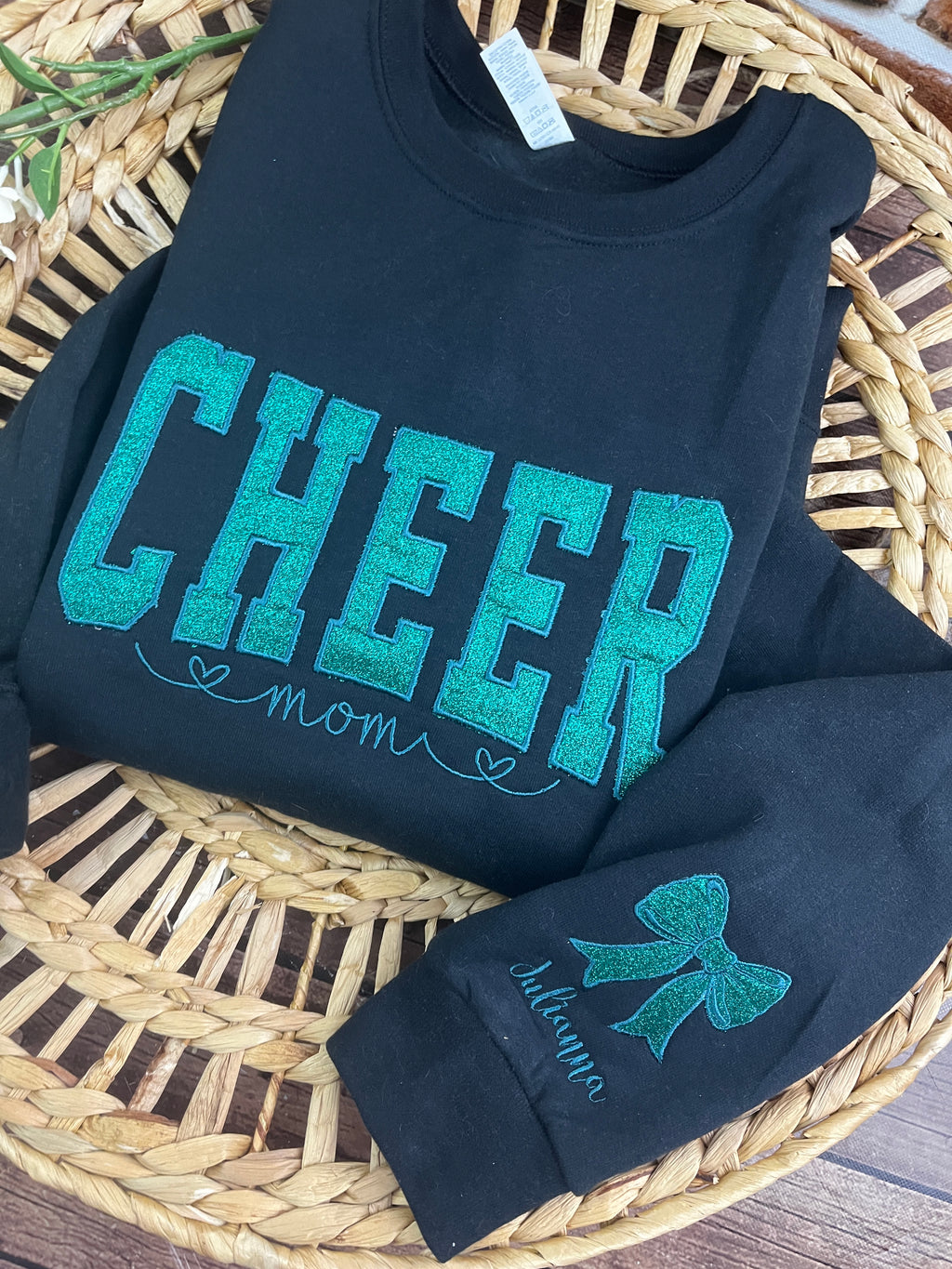 Cheer Mom custom glitter embroidered sports sweatshirt - alternate view