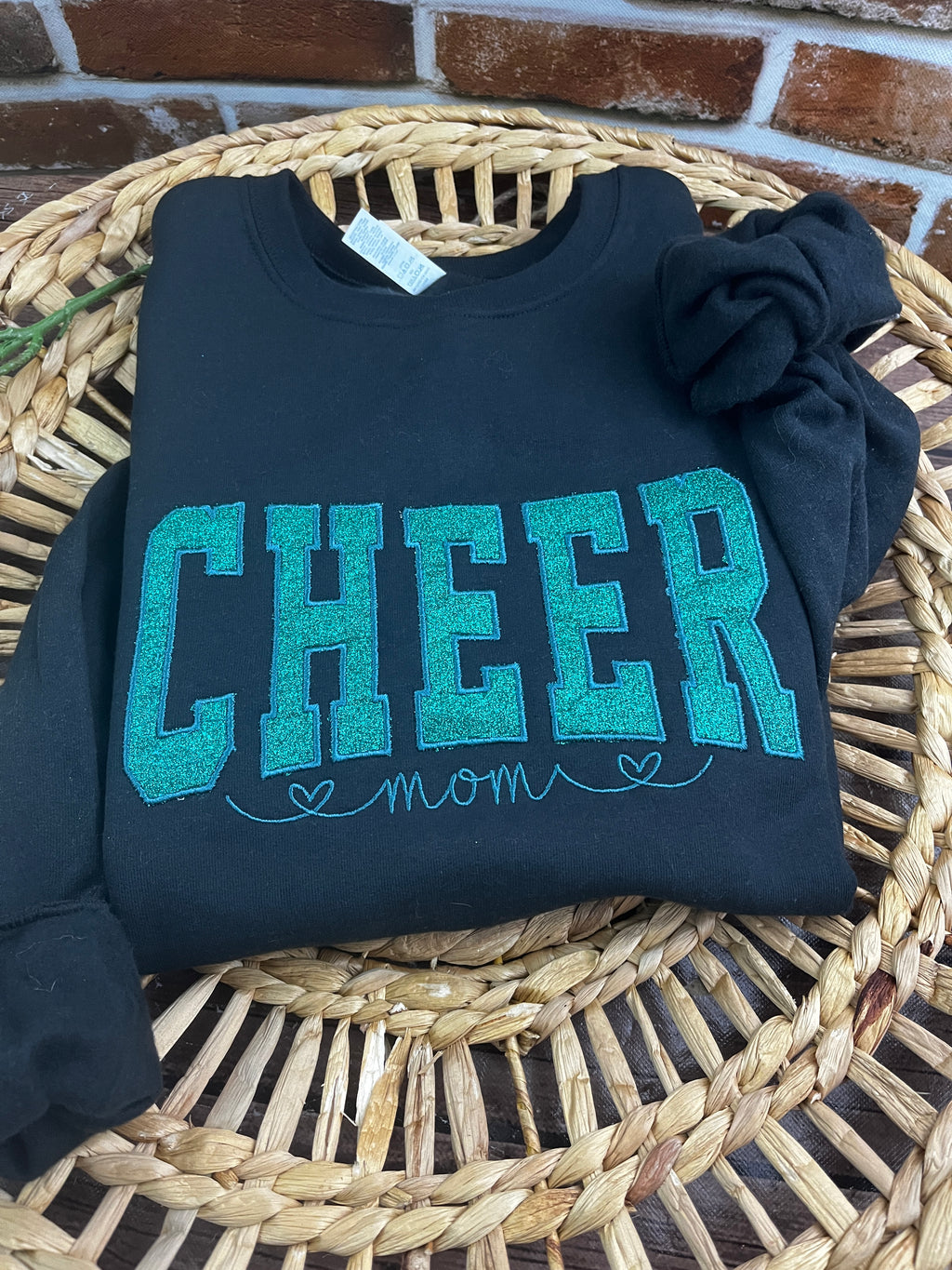 Cheer Mom custom glitter embroidered sports sweatshirt