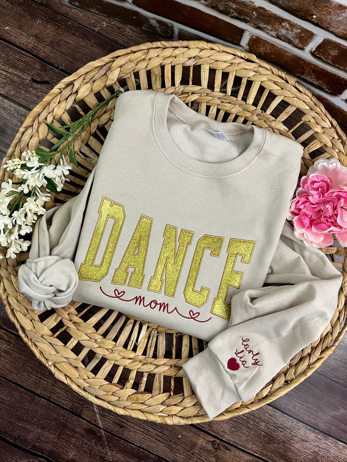 Dance Mom custom glitter embroidered sports sweatshirt