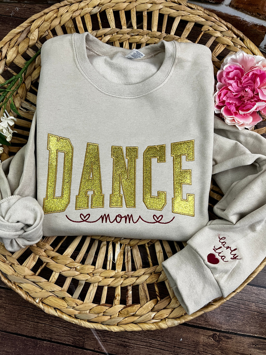 Dance Mom custom glitter embroidered sports sweatshirt - second detail view