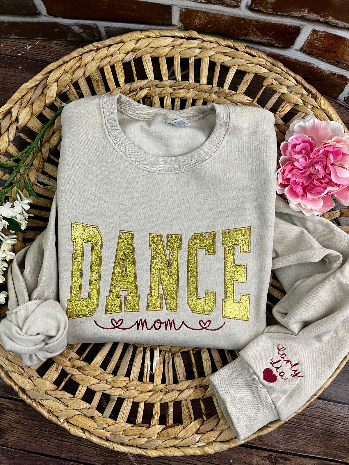 Dance Mom custom glitter embroidered sports sweatshirt - fabric detail