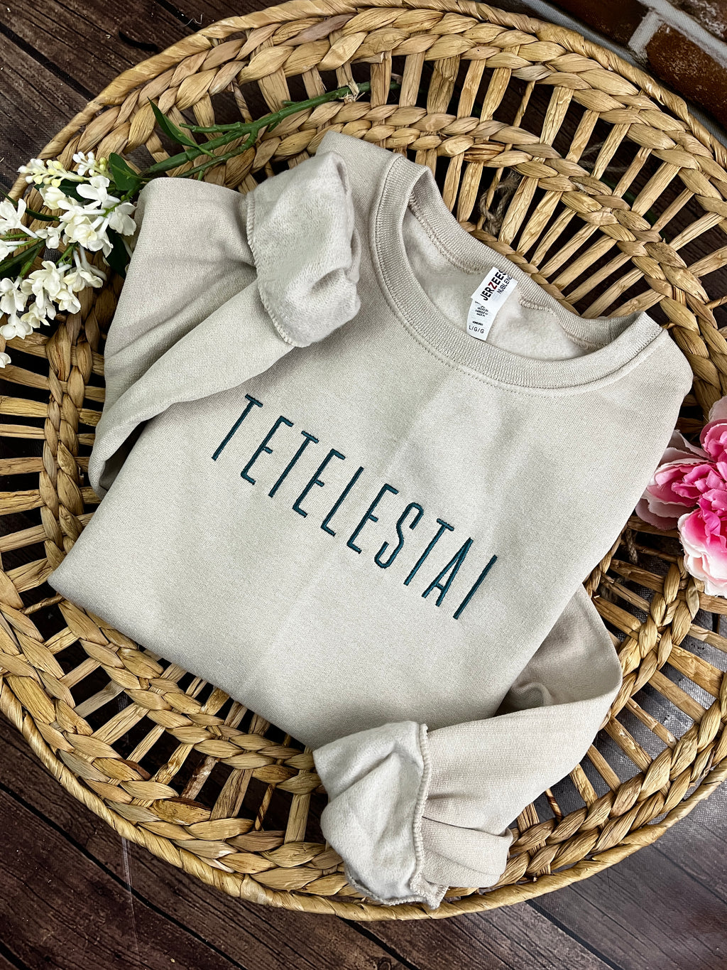 Tetelestai embroidered John 19 scripture shirt - fabric detail