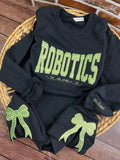 Custom robotics mom glitter embroidered sweatshirt with side bows