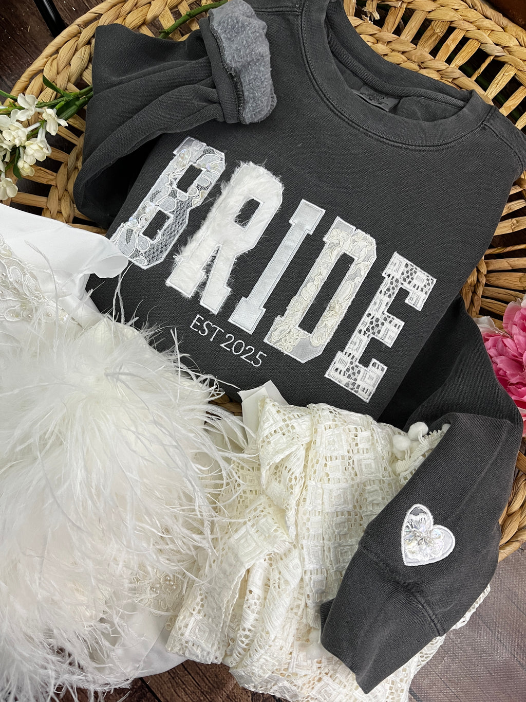 Custom bride memory keepsake shirt with wedding dress applique - alternate view