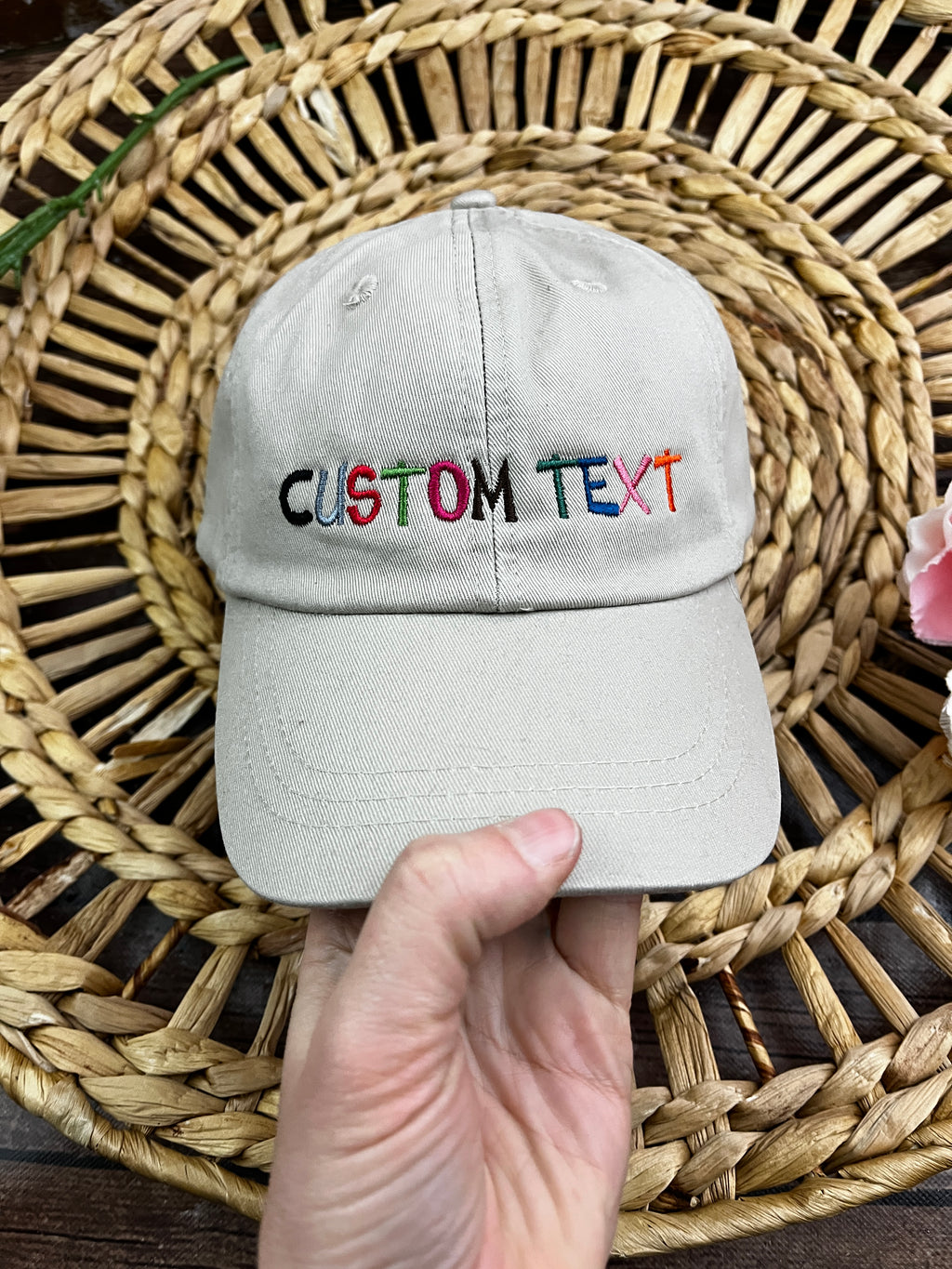 Custom text personalised embroidered adjustable trucker cap